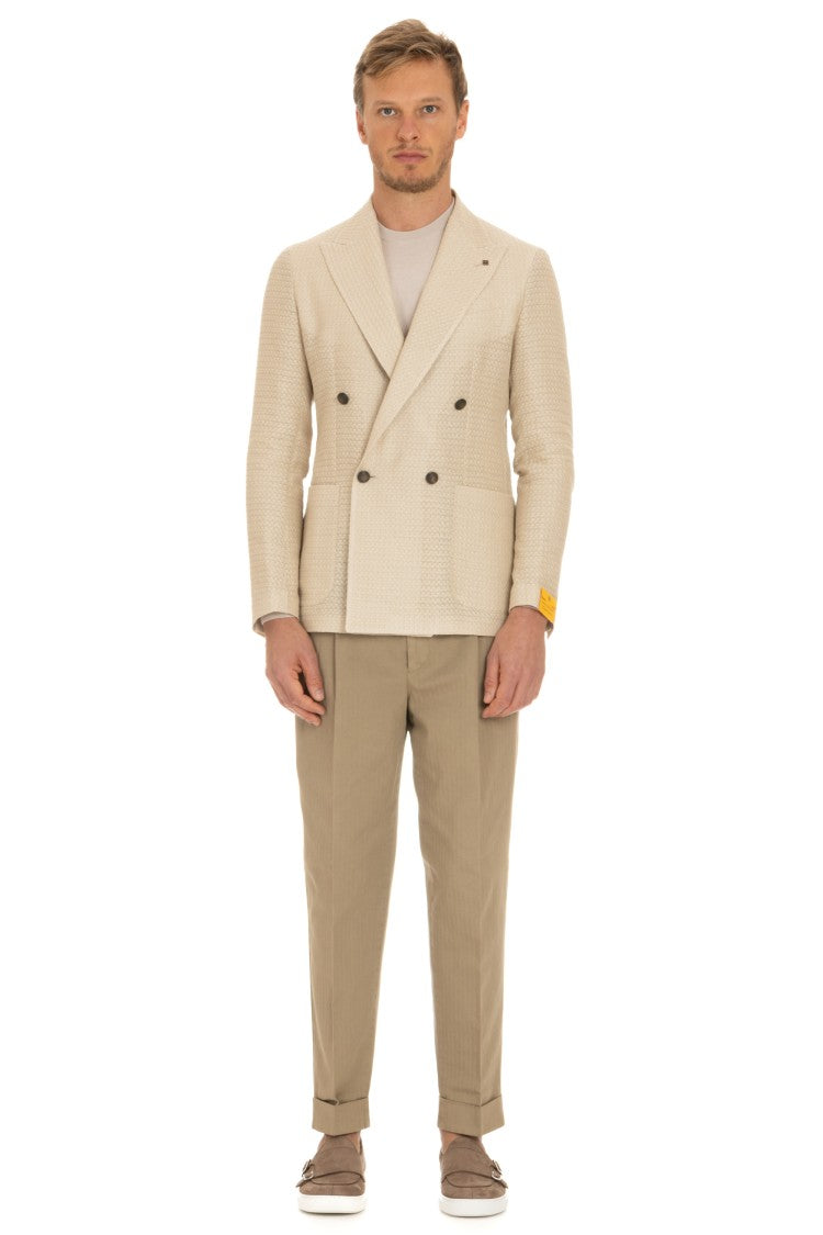 Tagliatore Double-Breasted Jacket Linen-Viscose-Cotton Weston Model