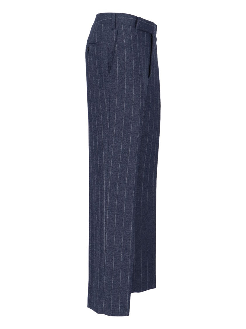 Lardini Pinstripe Virgin Wool And Cashmere Pants – Blue