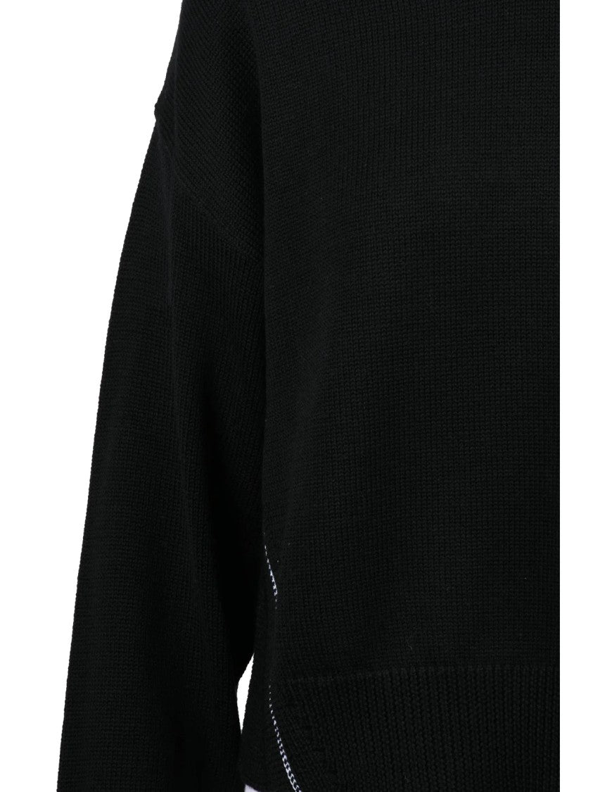 Alpha Studio Classic Black Turtleneck Sweater In Extrafine Merino Wool