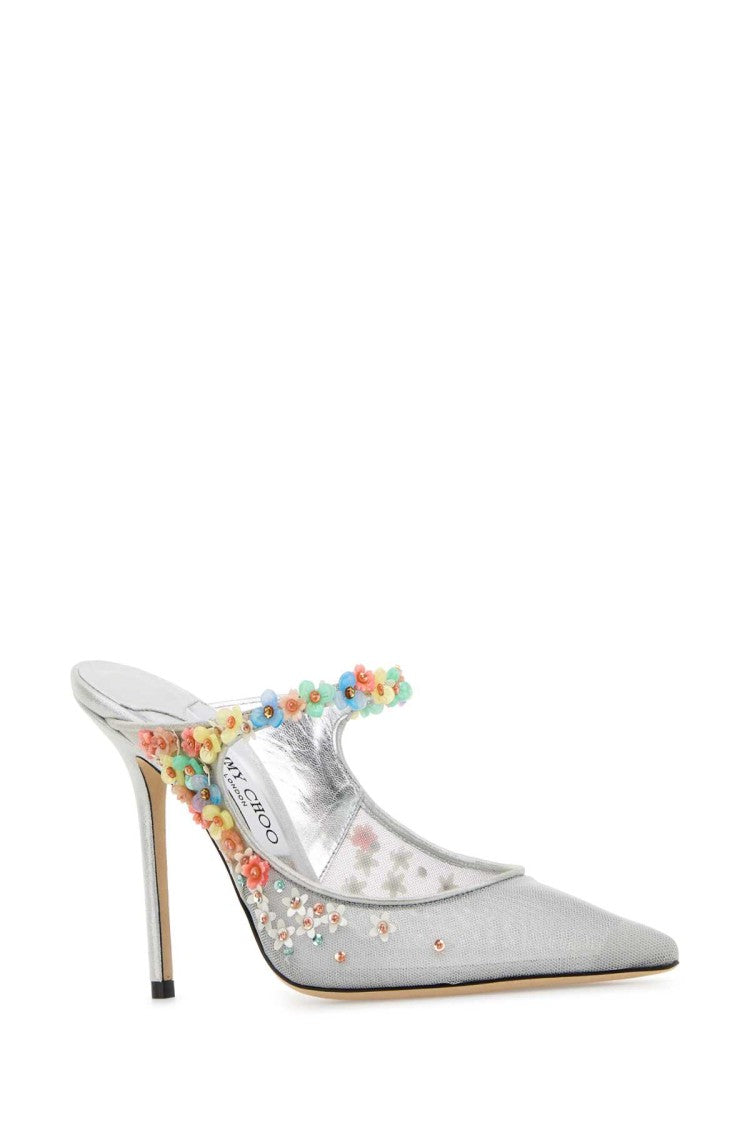 Jimmy Choo Silver Mesh Daisy Mules
