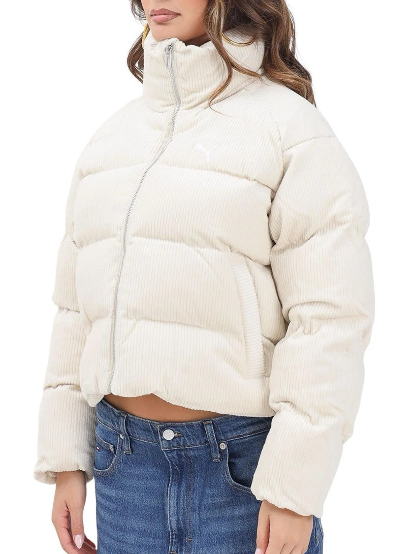 Puma White Polyester Velvet Down Jacket