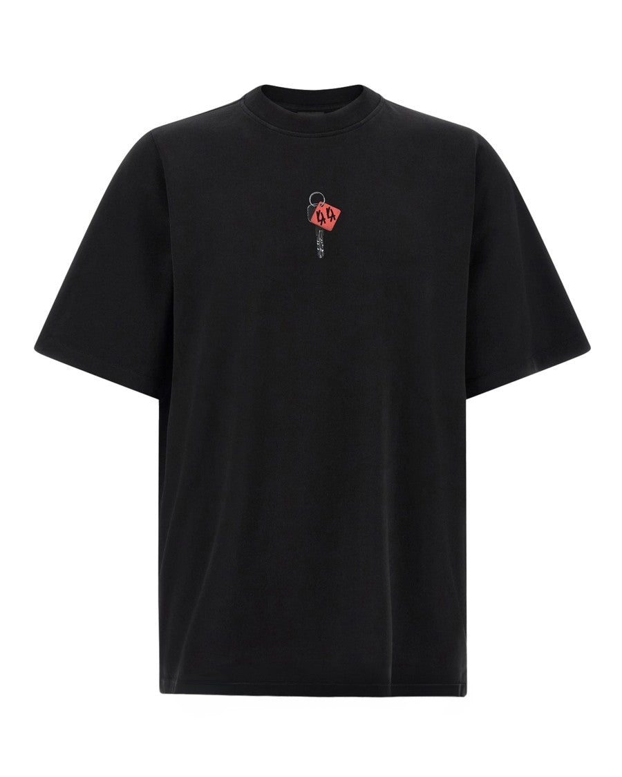 44 Label Group Black Oversized Graphic Cotton T-Shirt