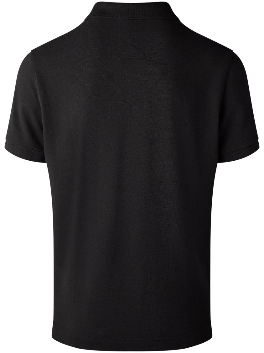 Canada Goose Fitted Black Cotton Polo With Ribbed Collar