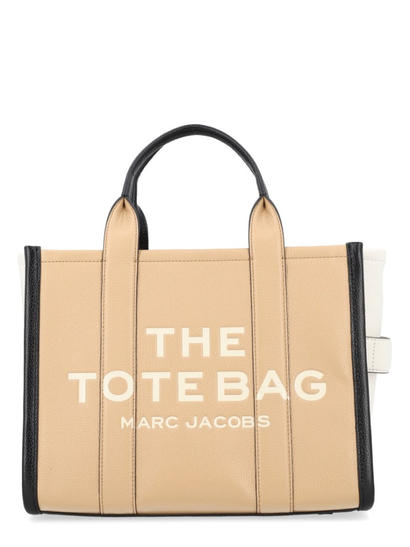 Marc Jacobs Neutrals Printed Text Contrast Trim Tote Bag