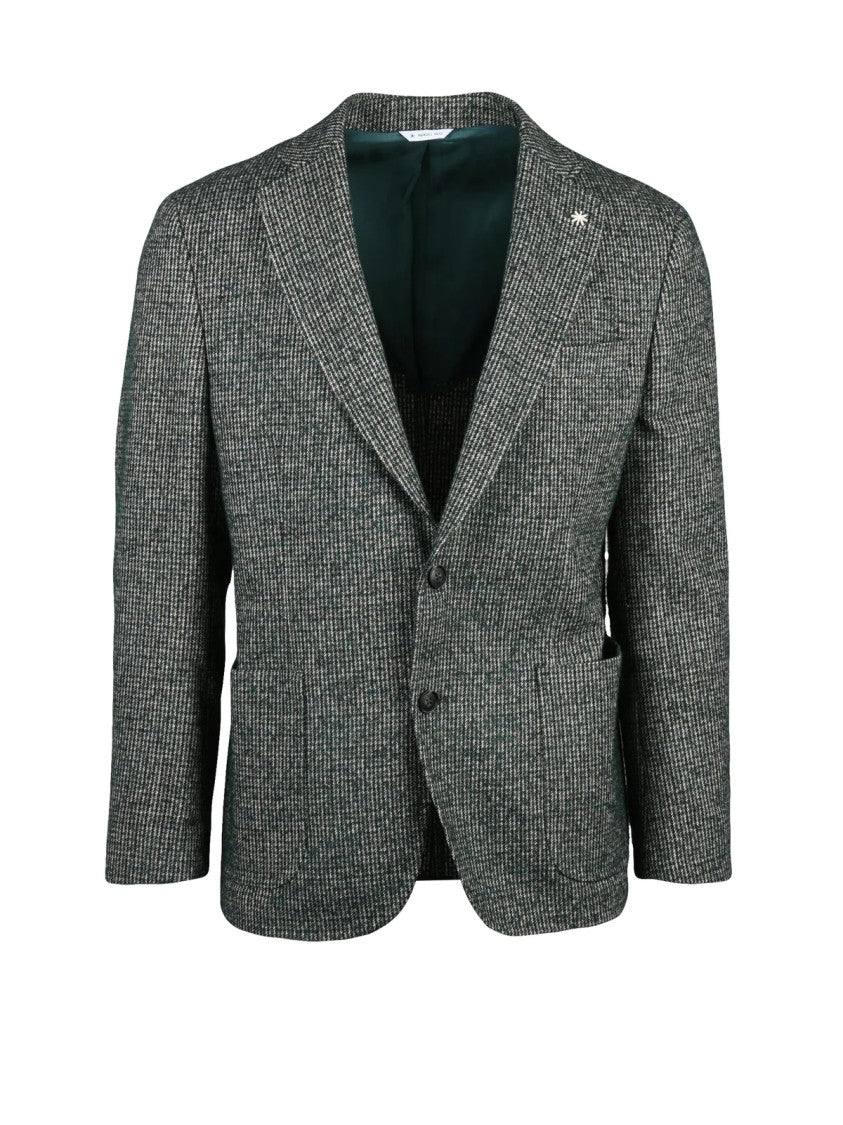 Manuel Ritz Green Textured Unlined Cotton-Blend Jacket