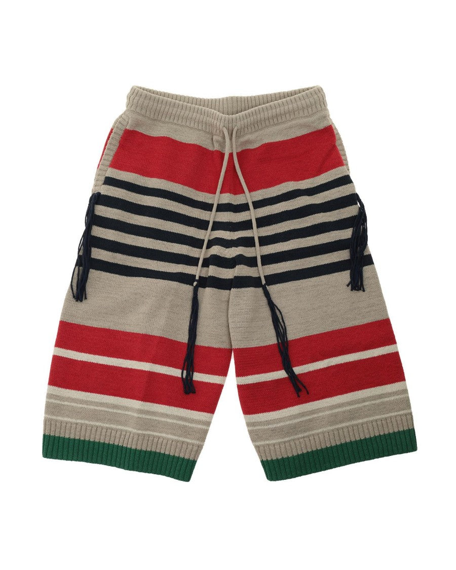 Craig Green Knitted Stripe Shorts With Fringe Detailing