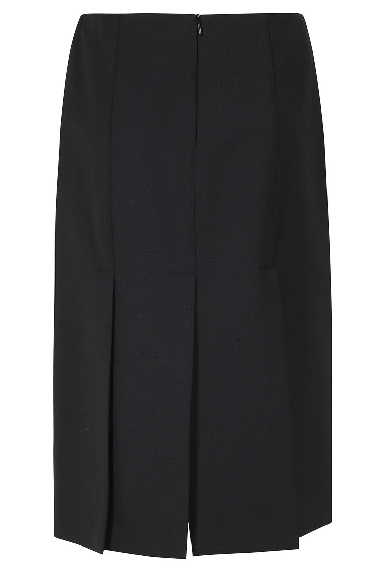Seventy Black Front Slit Wool-Blend Midi Skirt