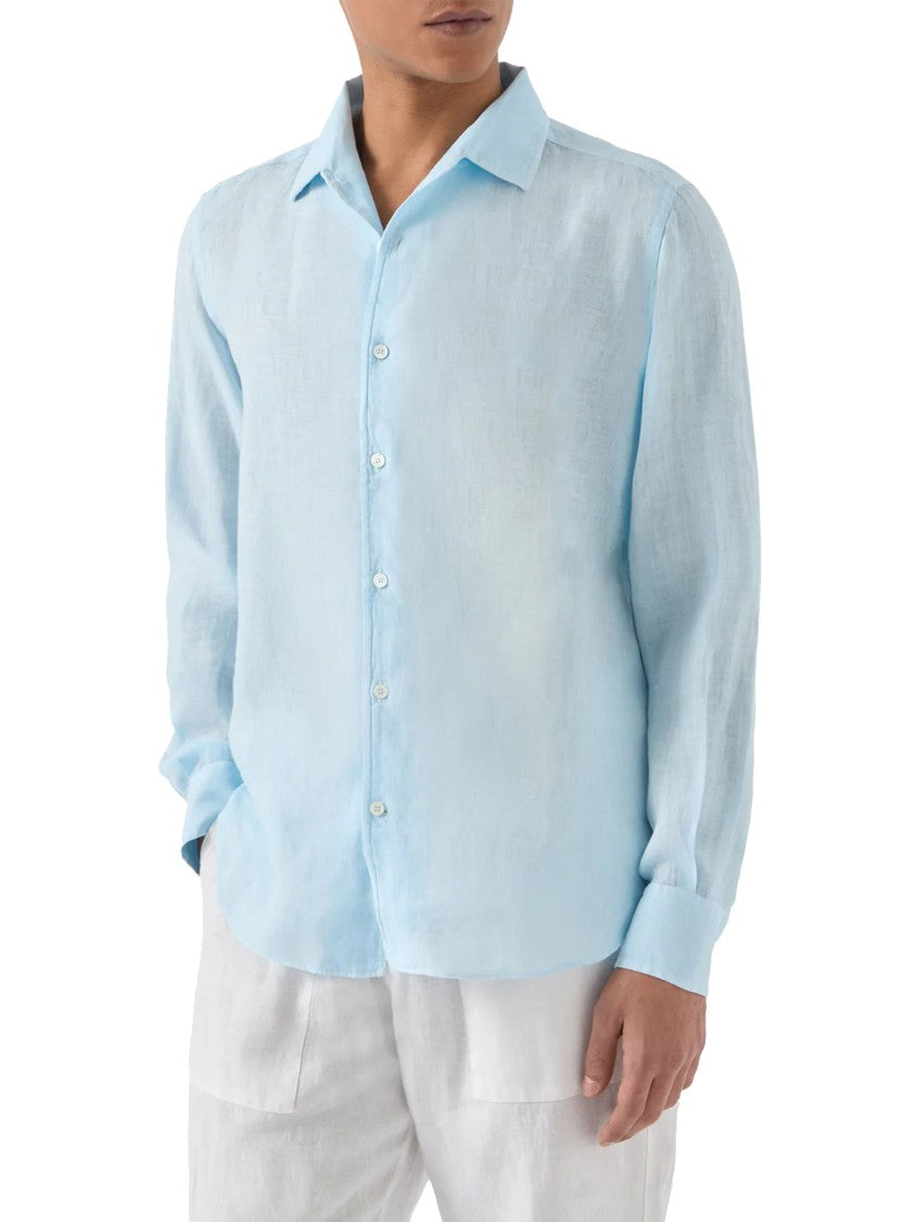 Mc2 Saint Barth Long-Sleeved Linen Shirt With Classic Collar