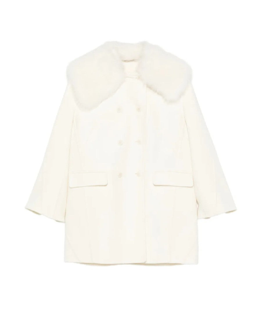 Ermanno Scervino Double-Breasted Coat With Plush Fur Collar