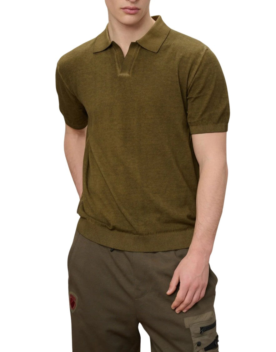 Blauer Green Esmond Shaded Open-Neck Polo Shirt