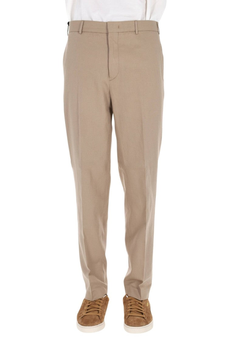 Pt Torino Master Fit Cotton-Linen Trousers