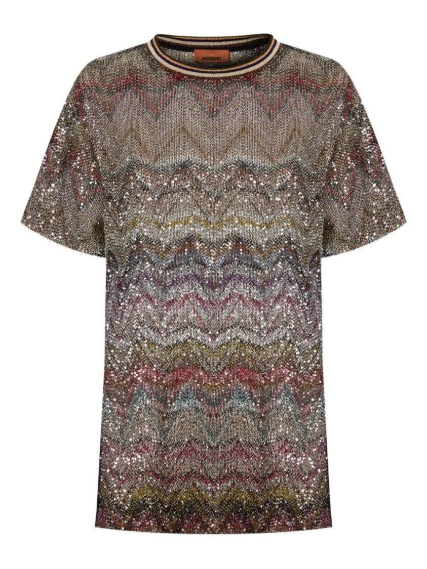 Missoni Zigzag Patterned T-Shirt With Lamé Threads