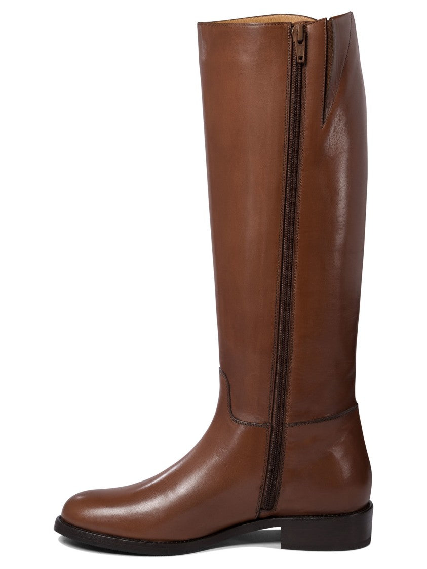 Maretto Brown Ankle Boots With Buckle Detail