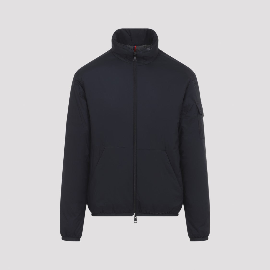 Moncler Down-Filled Blue Polyamide Jacket With Concealed Hood