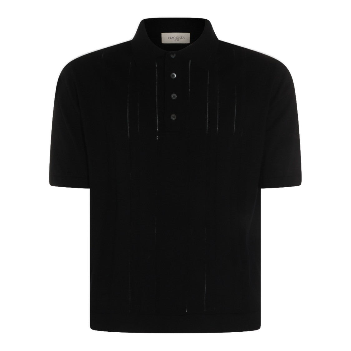Piacenza Cashmere Sleek Minimalist Polo Shirt With Vertical Textured Stripes
