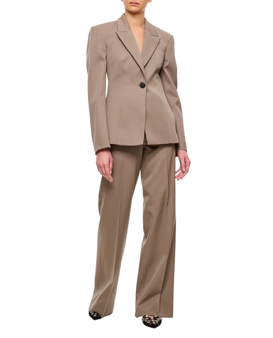 The Attico Tailored Wide-Leg Gabardine Trousers With Metal Detail