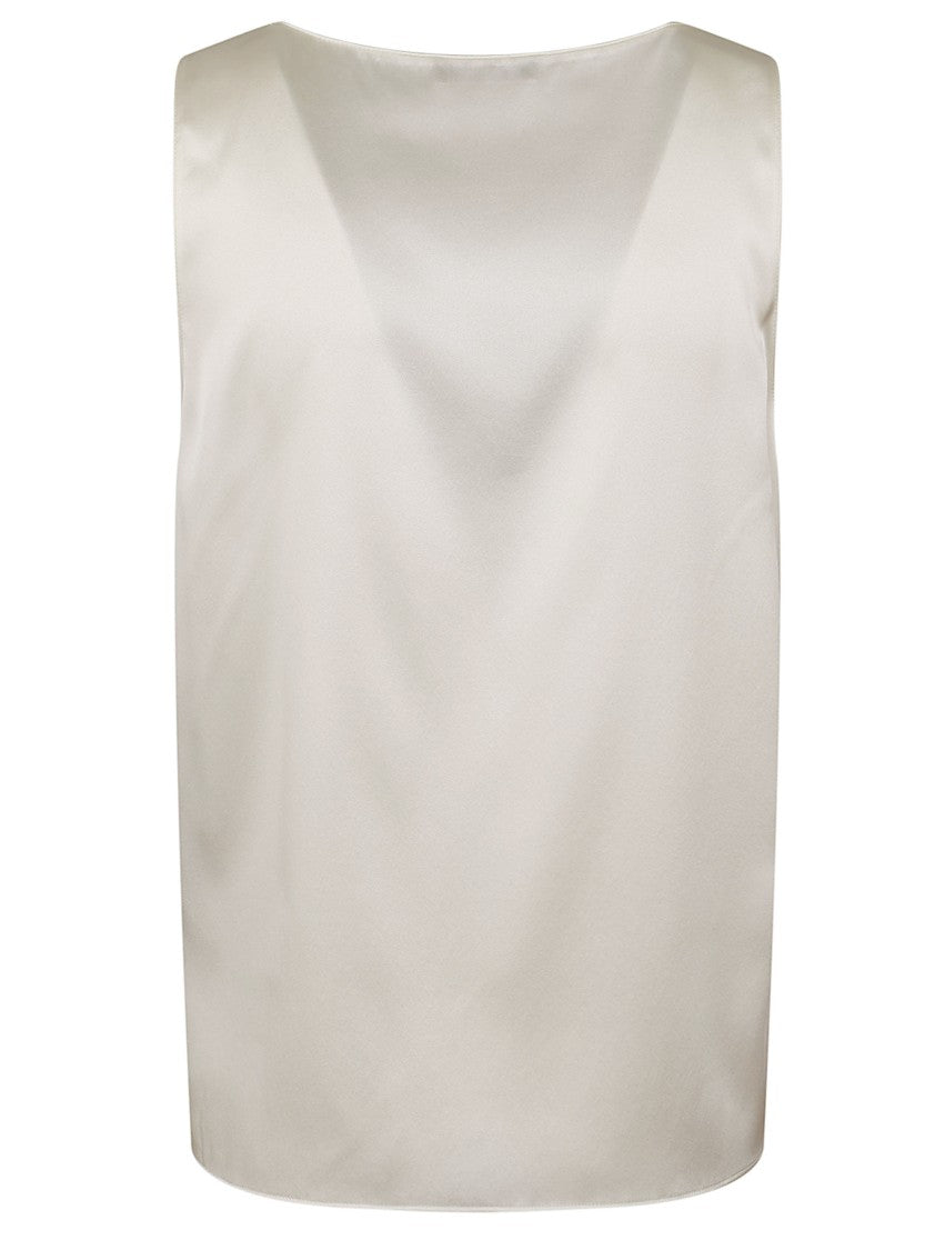 Emporio Armani Sleeveless Satin Top With Refined V-Neck