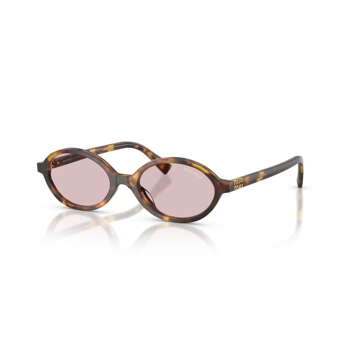 Miu Miu 0Mu 04Zs Tortoiseshell Oval Sunglasses