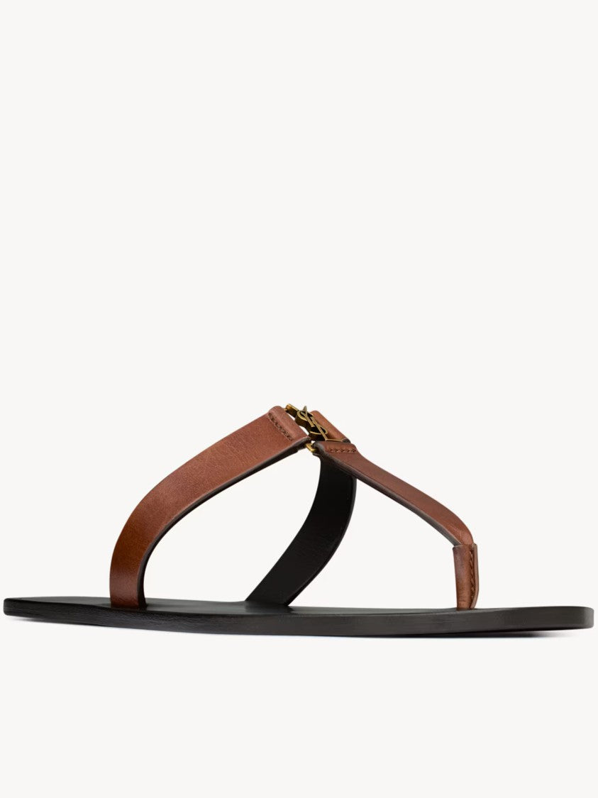 Saint Laurent Black/Brown Sandali Babylone T-Strap Sandals