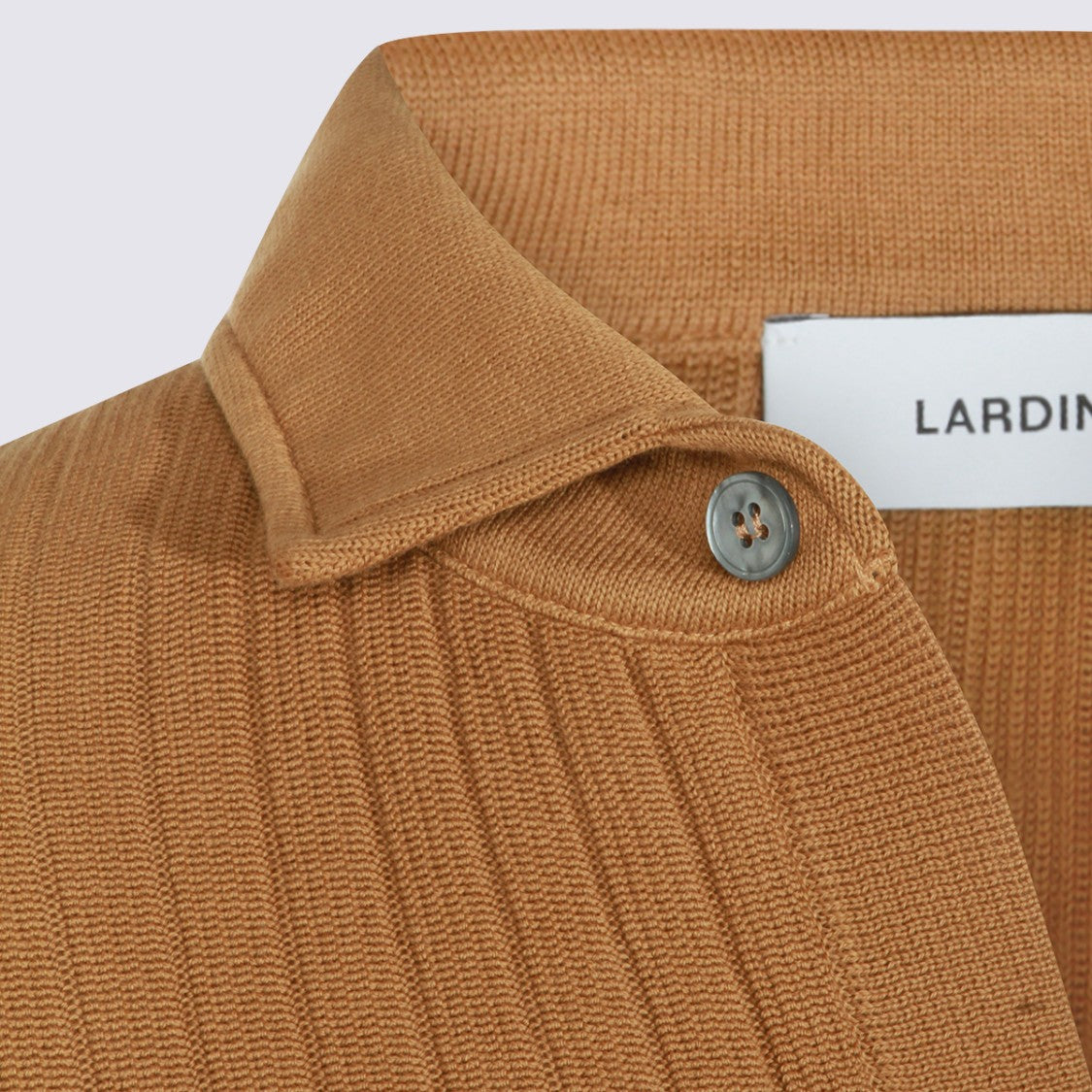 Lardini Short-Sleeve Ribbed Knit Shirt With Button-Down Front