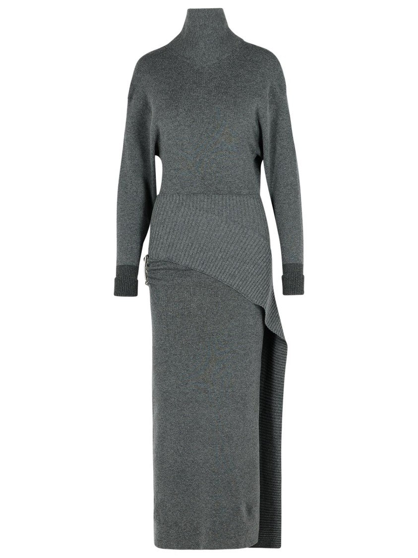 lanvin grey dress Lanvin Pre-Owned Draped Midi Dress | Grey