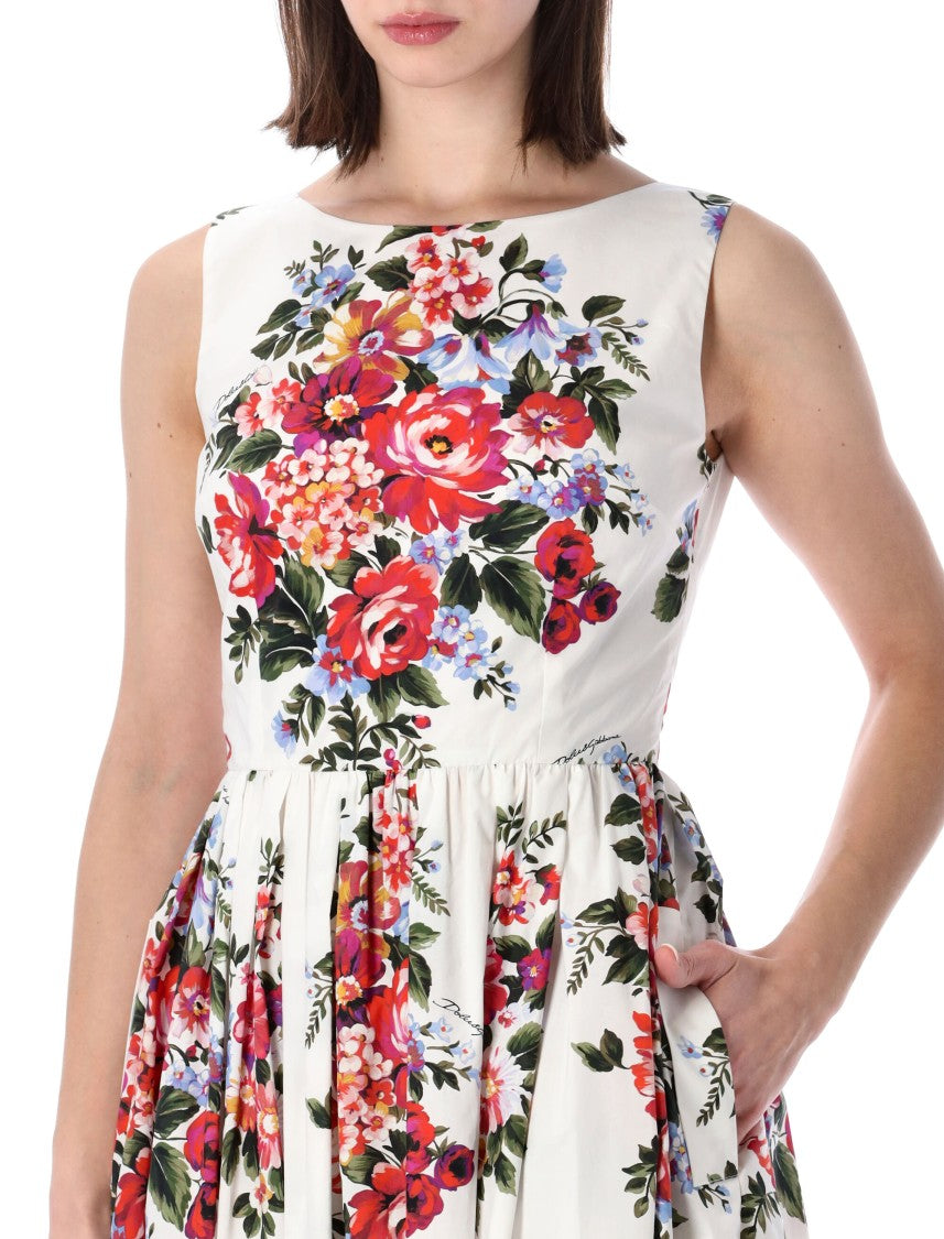 Dolce & Gabbana Floral Print Pleated Midi Dress