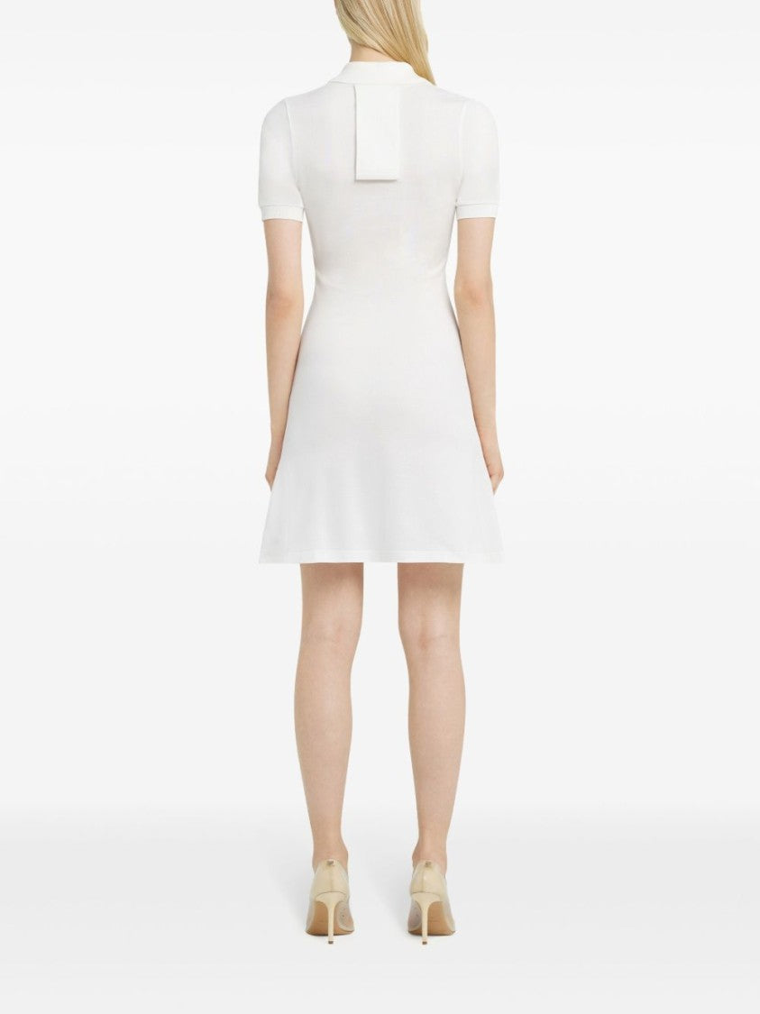 Courrèges Beige White Polo Collar Button Dress