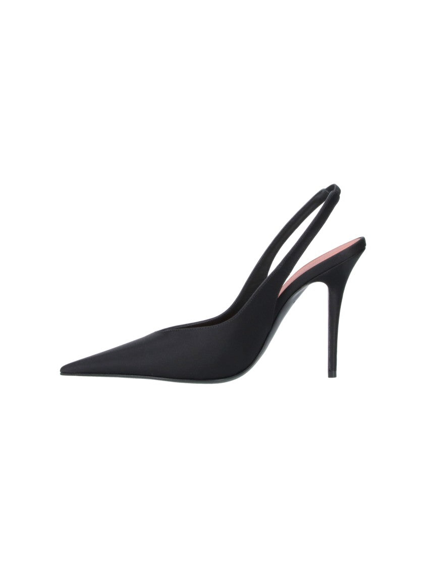 Amina Muaddi Black Anok 105 Silk Pointed Stiletto Pumps