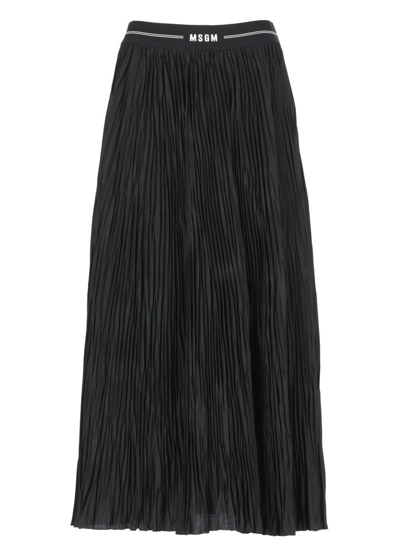 Msgm Black Logoed Skirt