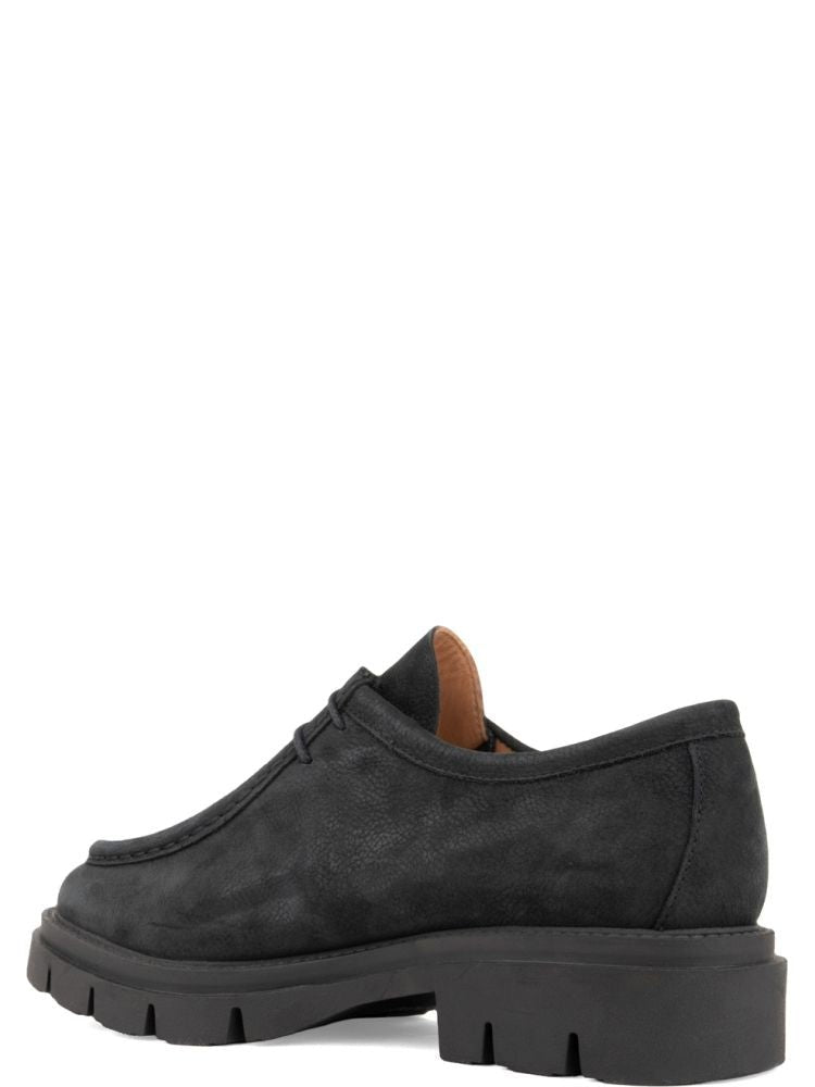 Sergio Moretti Black Chunky Sole Lace Detail Leather Loafers