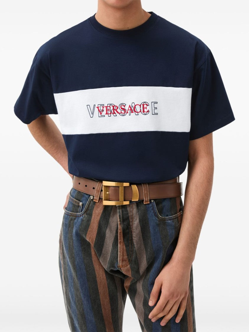 Versace Intarsia Cotton-Jersey Logo T-Shirt