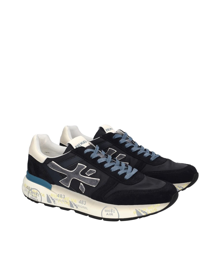 Premiata Blue Mick Calf Goat Leather Sneakers