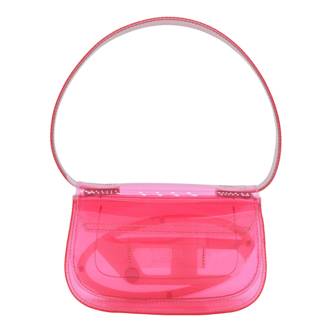 Diesel Translucent Pink Handbag With Embossed Logo