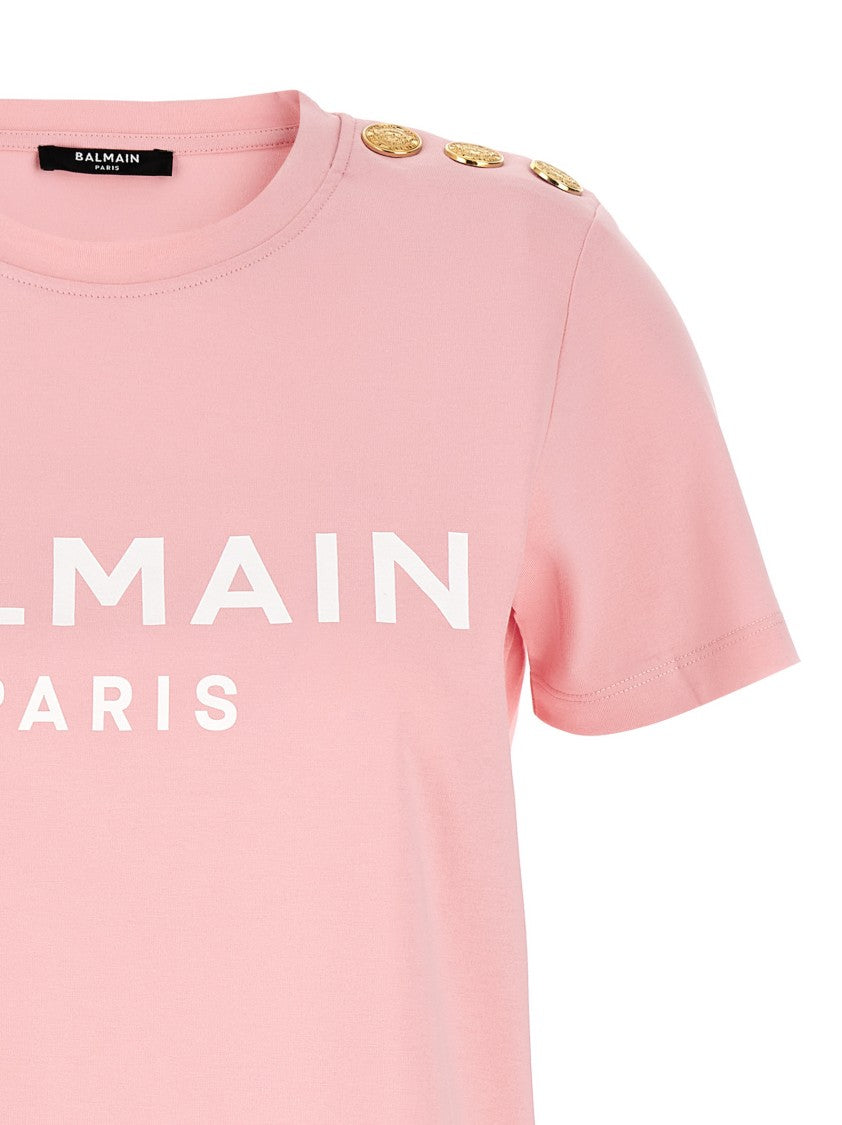 Balmain Gold Button T-Shirt
