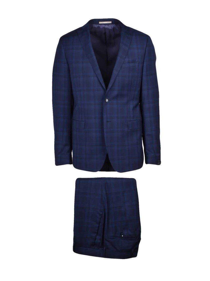 Paoloni Blue Tailored Virgin Wool Suit