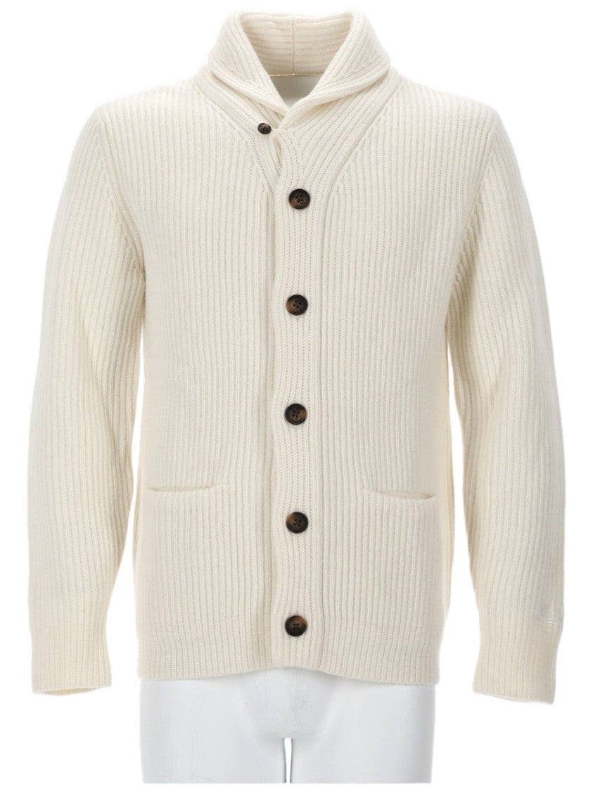 Mc2 Saint Barth Ribbed Knit Cardigan With Shawl Collar