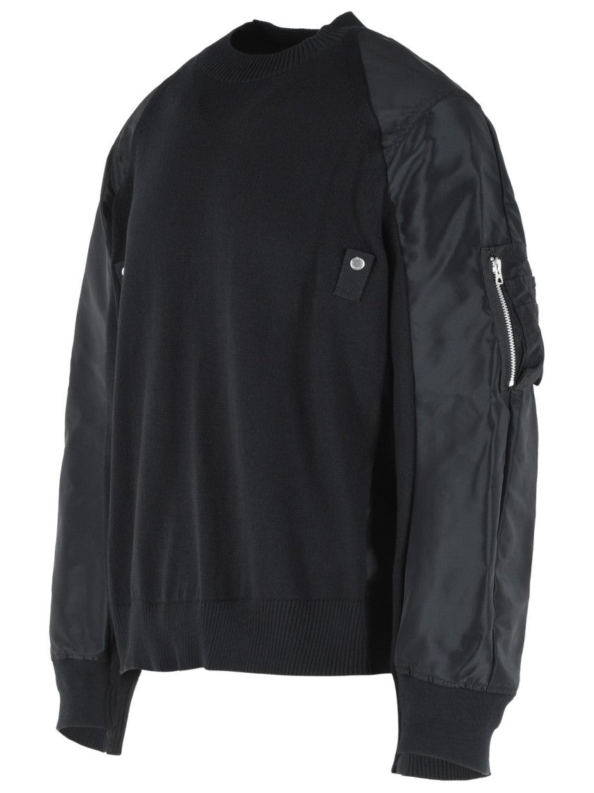 Sacai Black Cotton Blend Sweater