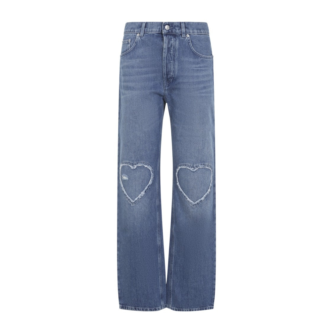 Moschino Straight-Leg Denim Jeans With Heart-Shaped Patches