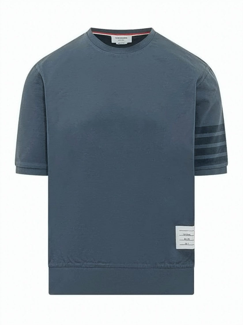 Thom Browne Boxy Silhouette Blue Cotton Jersey T-Shirt