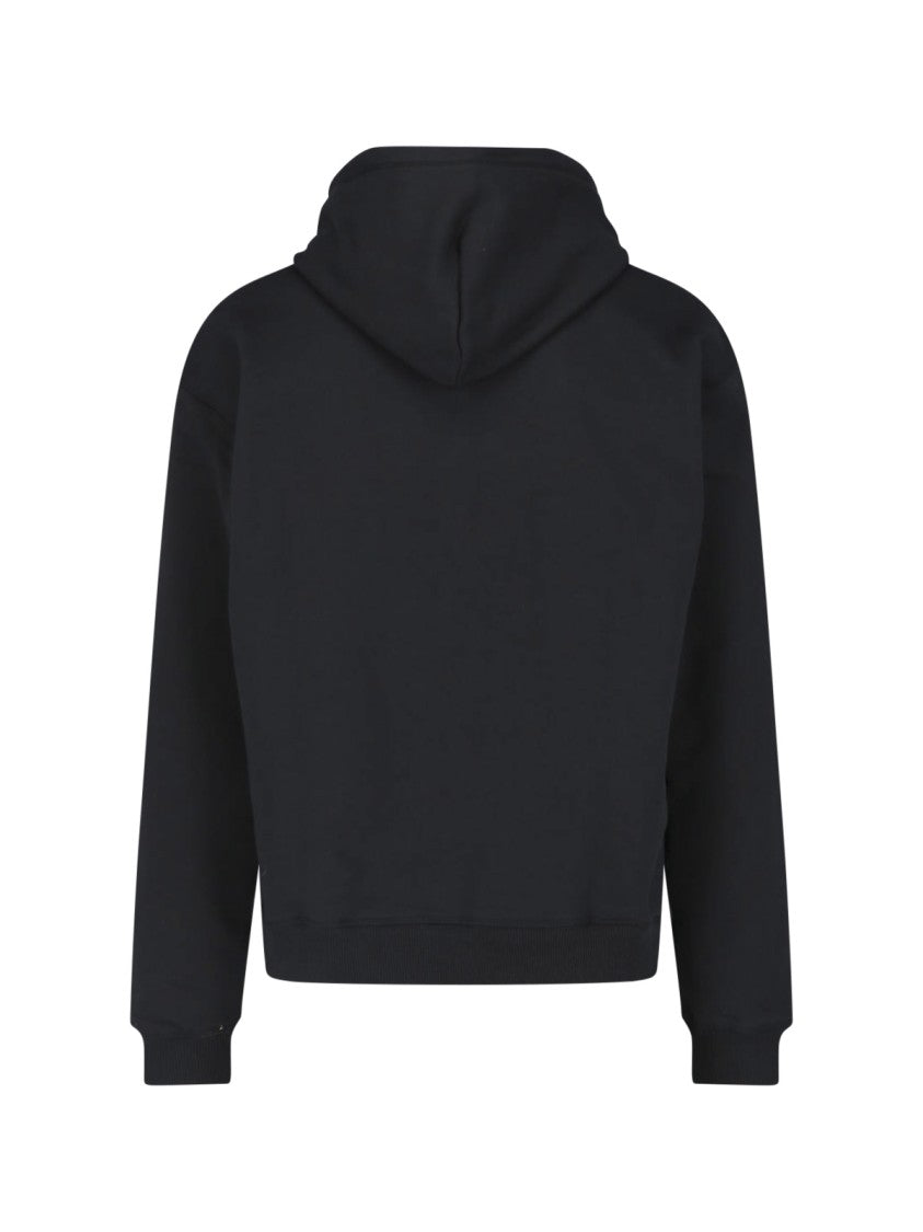 Diesel Cropped Black Hoodie With Kangaroo Pocket And Adjustable Drawstring