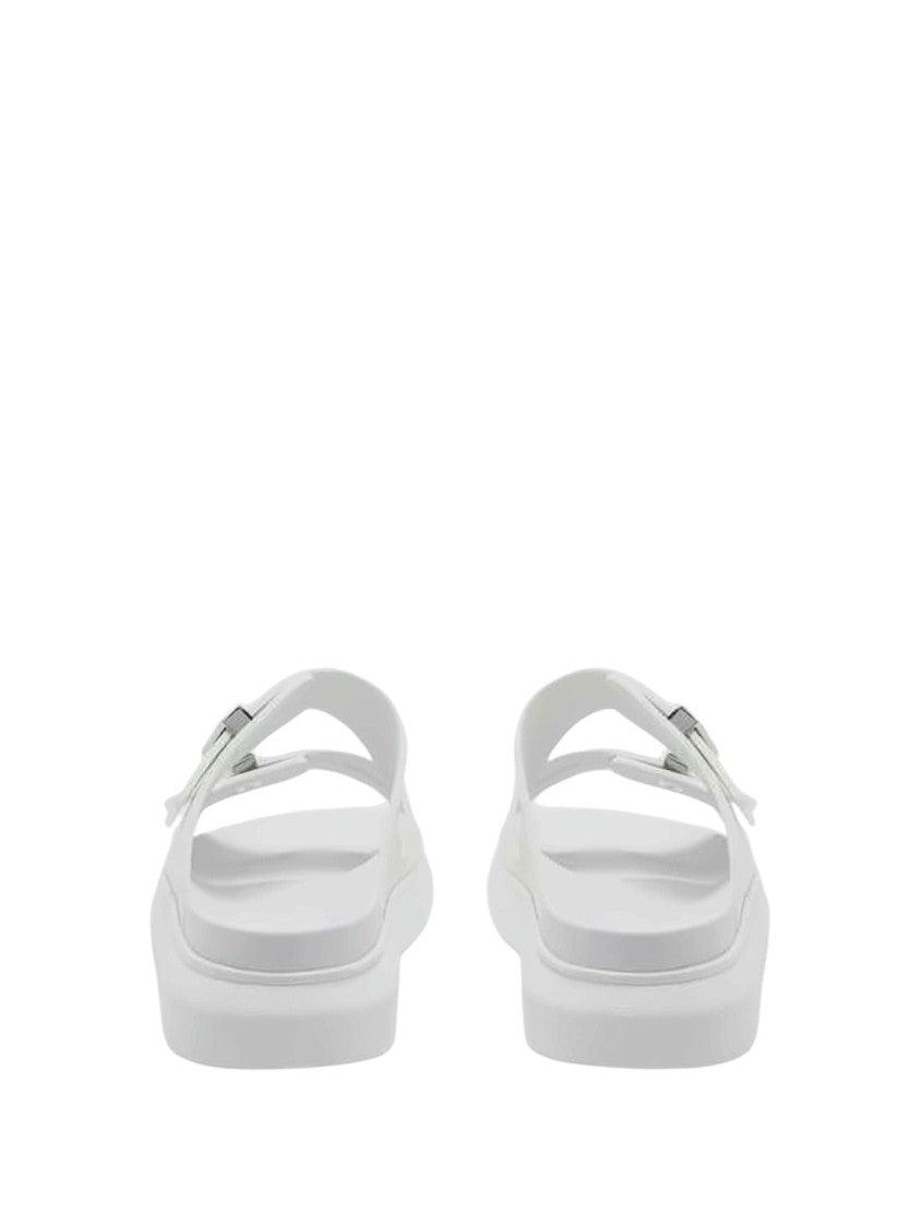 Alexander Mcqueen Rubber Slip-On Mules With Adjustable Metallic Straps