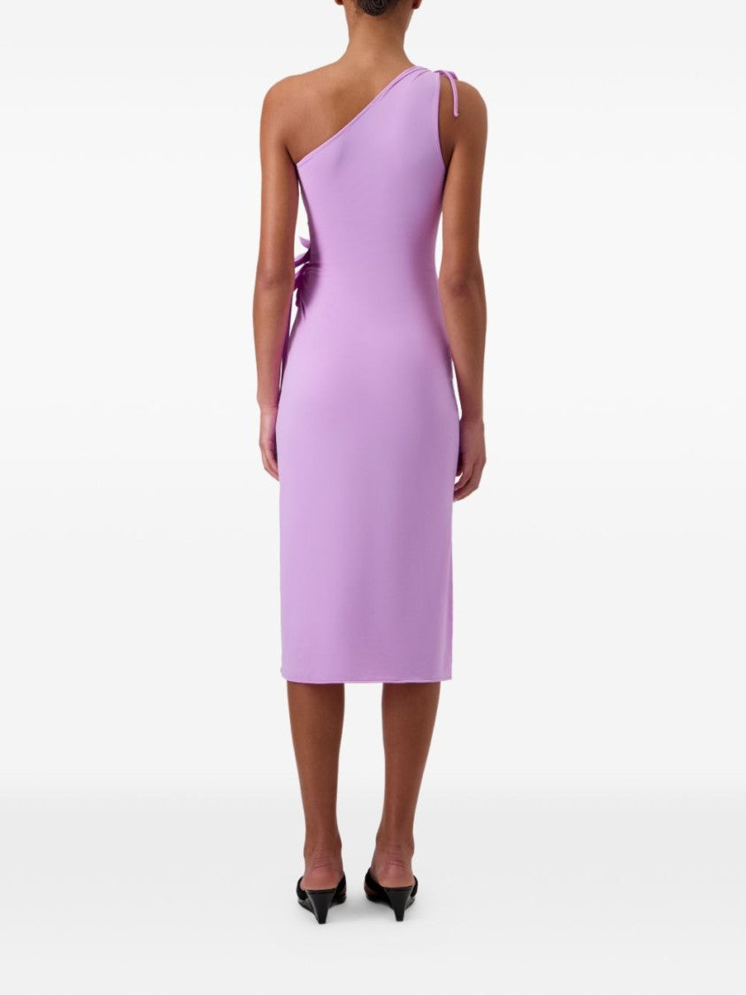 Coperni One-Shoulder Midi Dress With Floral Embellishments