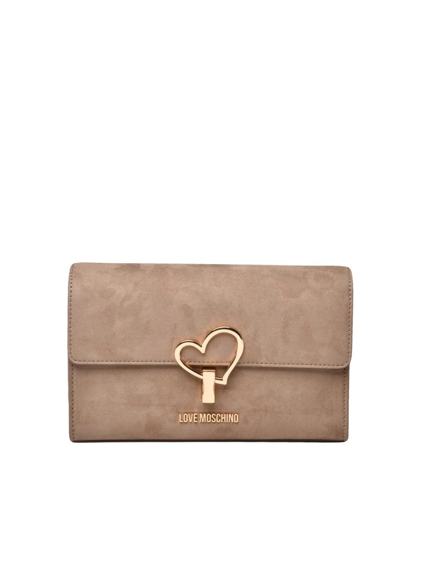 Love Moschino Suede-Effect Crossbody Bag With Heart-Shaped Lock