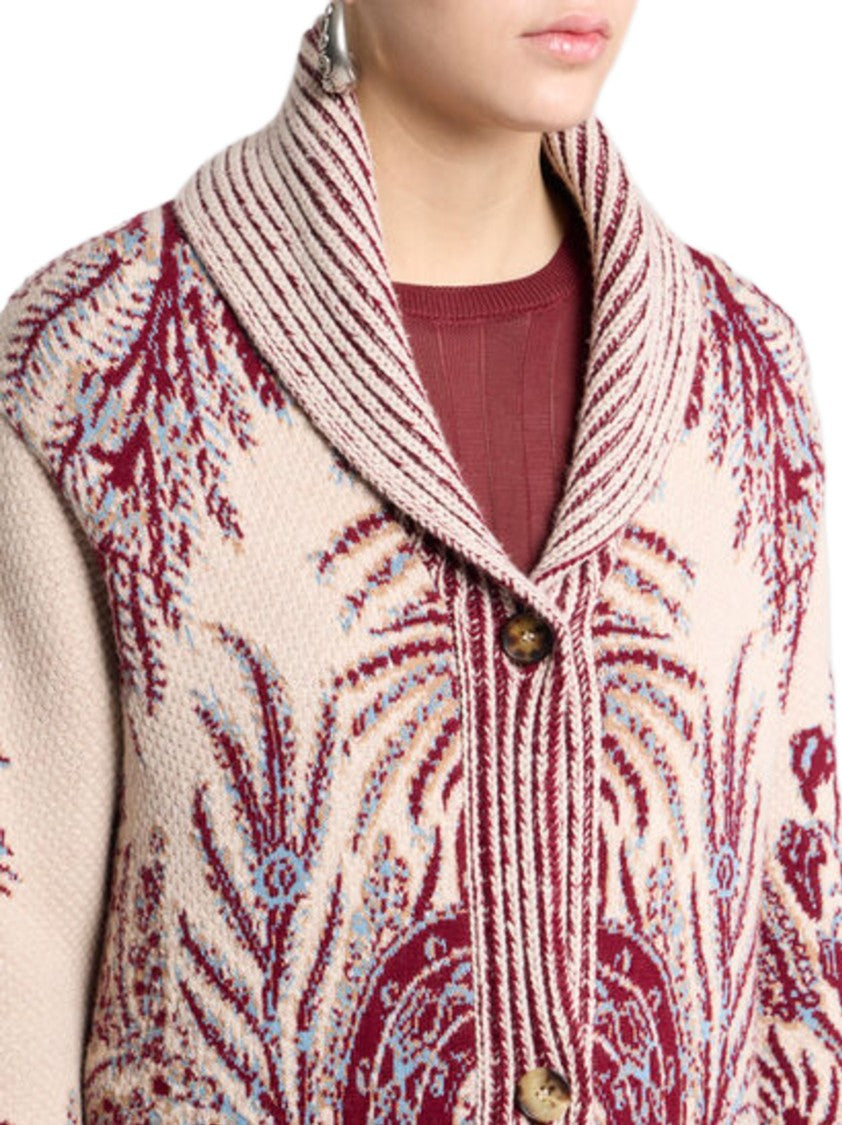 Etro Maxi Cardigan In Wool-Cotton Blend