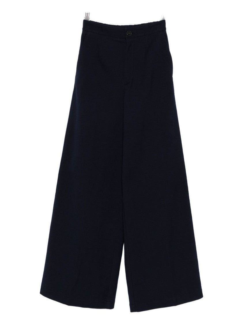 Forte Forte High-Waisted Wide-Leg Trousers In Soft Blue Fabric