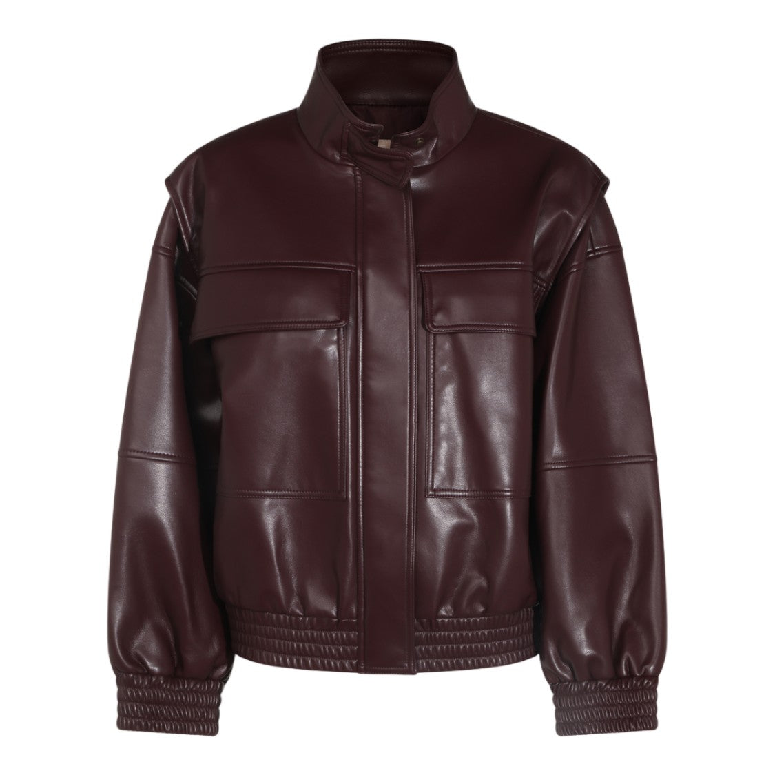 Twin-Set Structured Burgundy Jacket With High Collar And Flap Pockets