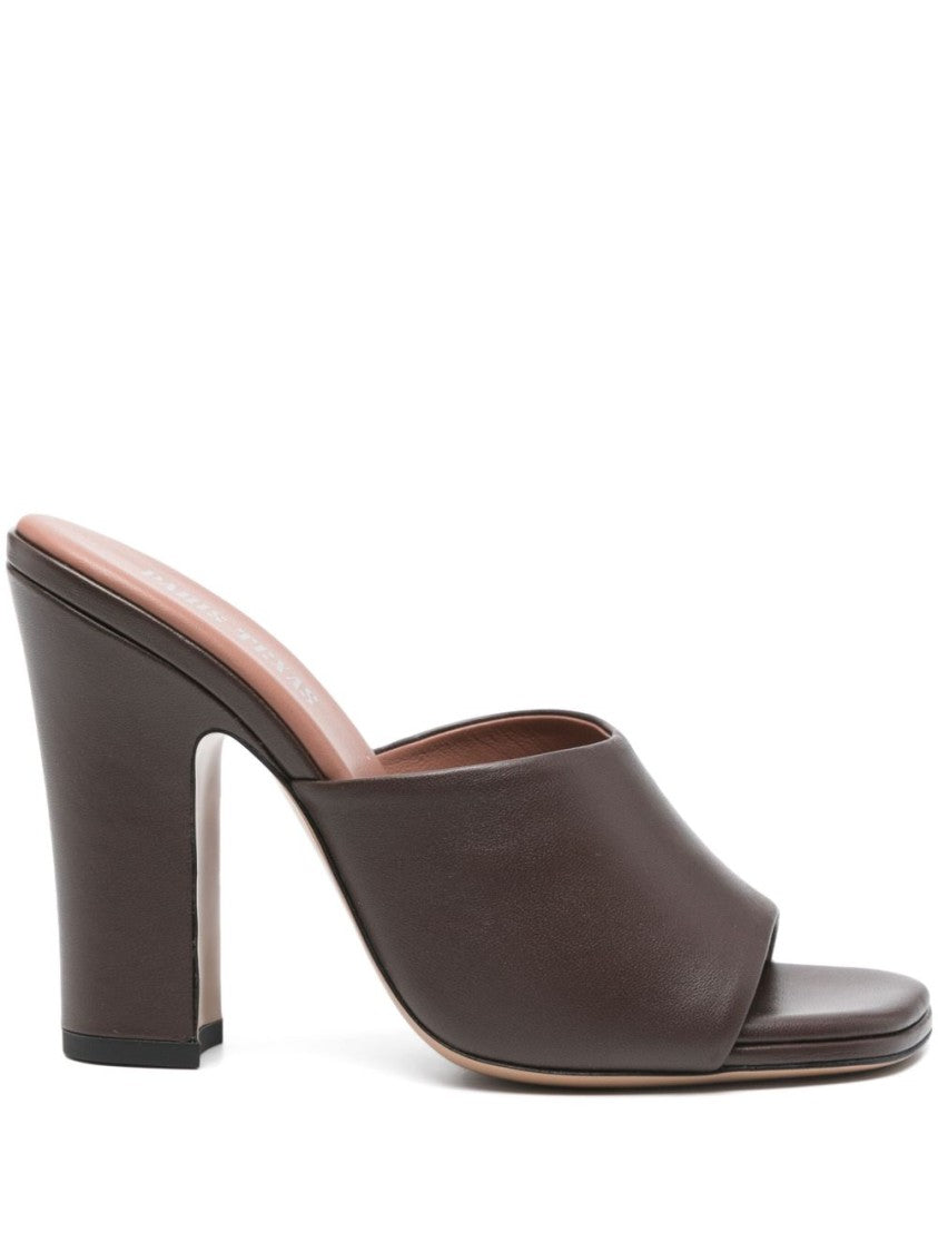 Paris Texas Open-Toe Mules With Wide Strap And High Block Heel