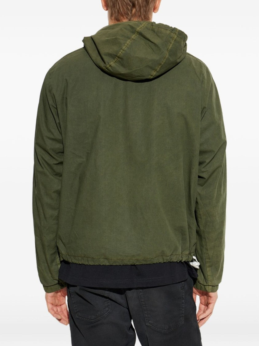 Diesel Green Logo Detail Hooded Zip Jacket