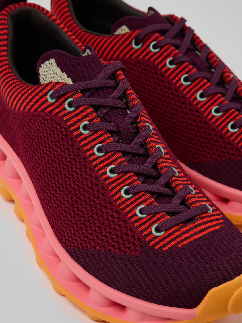 Camper Pelotissima Knitted Deep Burgundy Sneakers