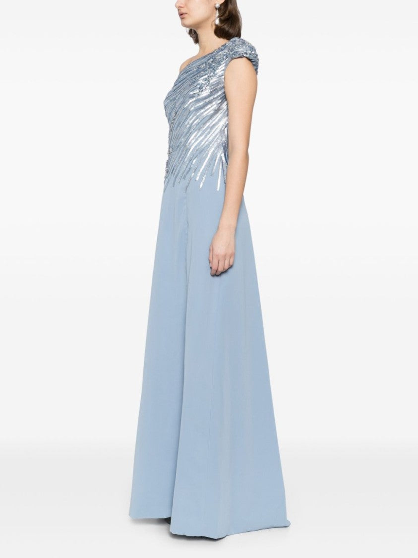 Saiid Kobeisy One Shoulder Sequin Long Dress